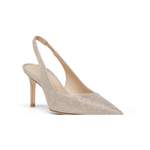 Klassische Pump von Stuart Weitzman, in der Farbe Beige, aus Stoff, andere Perspektive, Vorschaubild