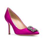 Klassische Pump von Manolo Blahnik, in der Farbe Rosa, aus Viskose, andere Perspektive, Vorschaubild