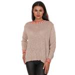 Rundhalspullover von Charis Moda, in der Farbe Beige, andere Perspektive, Vorschaubild