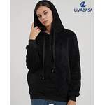 Sweatshirt von LIVACASA, in der Farbe Schwarz, aus Fleece, andere Perspektive, Vorschaubild