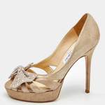 Klassische Pump von Jimmy Choo Pre-owned, in der Farbe Beige, andere Perspektive, Vorschaubild