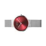 Damen-Armbanduhr von Bering, in der Farbe Rot, aus Edelstahl, andere Perspektive, Vorschaubild