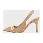 Klassische Pump von Custommade, in der Farbe Beige, aus Satin, andere Perspektive, Vorschaubild