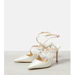 Klassische Pump von Jimmy Choo, in der Farbe Weiss, aus Satin, andere Perspektive, Vorschaubild