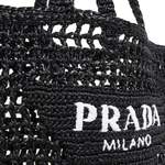 Shopper von Prada, in der Farbe Schwarz, aus Bast, andere Perspektive, Vorschaubild