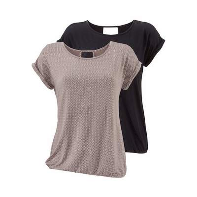 Preisvergleich für LASCANA T-Shirt Damen taupe-gemustert, schwarz Gr.44/46,  aus Elasthan, Größe 44/46, GTIN: 4893962414123 | Ladendirekt