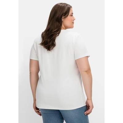 Preisvergleich Wordingprint, Ladendirekt der T-Shirt | Weiss, für tailliert, »Jerseyshirt« Farbe in 4063136734580 leicht Sheego GTIN: mit
