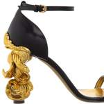High Heel Sandalette von Moschino, in der Farbe Gold, aus Leder, andere Perspektive, Vorschaubild