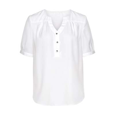 Preisvergleich für LASCANA Kurzarmbluse Damen weiß Gr.38, aus Polyester,  Größe 38, GTIN: 8902533393074 | Ladendirekt