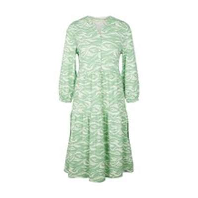 Preisvergleich für TOM TAILOR Damen Kleid mit Volants, grün, Print, Gr. 40,  aus Baumwolle, Größe 40, GTIN: 4066887030024 | Ladendirekt