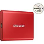 Externe Festplatte von Samsung, in der Farbe Rot, andere Perspektive, Vorschaubild