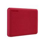 Externe Festplatte von Toshiba, in der Farbe Rot, andere Perspektive, Vorschaubild