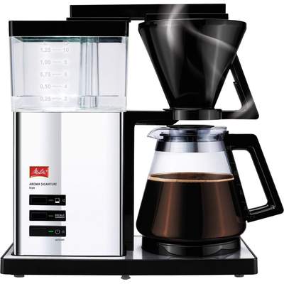 Preisvergleich für Melitta Filterkaffeemaschine Aroma Signature Deluxe  Style 100704, 1,2l Kaffeekanne, Papierfilter 1x4, in der Farbe Schwarz,  GTIN: 4006508209972 | Ladendirekt