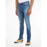 Slim Fit Jeans, in der Farbe Blau, aus Polyester, andere Perspektive, Vorschaubild