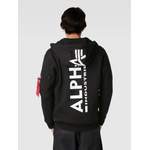 Sweatjacke von alpha industries, in der Farbe Schwarz, aus Polyester, andere Perspektive, Vorschaubild