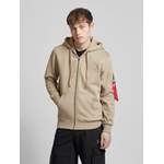 Sweatjacke von Alpha Industries, in der Farbe Beige, aus Polyester, andere Perspektive, Vorschaubild