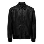 Lederjacke von Only & Sons, in der Farbe Schwarz, aus Polyester, andere Perspektive, Vorschaubild