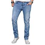 Slim Fit Jeans von Alessandro Salvarini, in der Farbe Blau, aus Baumwolle, andere Perspektive, Vorschaubild