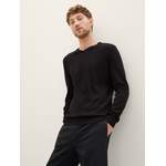 V-Pullover von Tom Tailor, in der Farbe Schwarz, aus Baumwolle, andere Perspektive, Vorschaubild