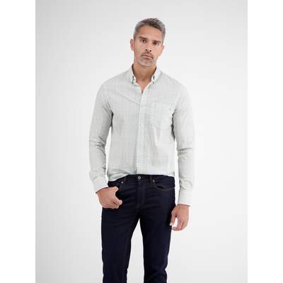 Preisvergleich für LERROS Langarmhemd LERROS Poplinhemd mit  Minimal-Alloverprint, in der Farbe Weiss, aus Baumwolle, GTIN:  4066718265526 | Ladendirekt