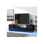 TV-Lowboard von XDOVET, in der Farbe Schwarz, aus Spanplatte, andere Perspektive, Vorschaubild