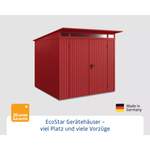 Gerätehaus von EcoStar, in der Farbe Rot, aus Metall, andere Perspektive, Vorschaubild