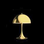Beistelltischlampe von Louis Poulsen, in der Farbe Gold, aus Metall, andere Perspektive, Vorschaubild