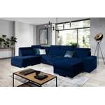 Wohnlandschaft von Stylefy, in der Farbe Blau, aus Velours, andere Perspektive, Vorschaubild