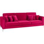 2/3-Sitzer Sofa von Leonique, in der Farbe Rosa, aus Velours, andere Perspektive, Vorschaubild