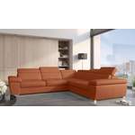 Ecksofa von Stylefy, in der Farbe Orange, aus Velours, andere Perspektive, Vorschaubild