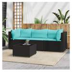 Garten-Lounge-Set von vidaXL, in der Farbe Schwarz, aus Rattan, andere Perspektive, Vorschaubild