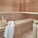Sauna-Kabine von Home Deluxe, in der Farbe Beige, aus Sicherheitsglas, andere Perspektive, Vorschaubild