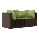 2/3-Sitzer Sofa von vidaXL, in der Farbe Braun, aus Rattan, andere Perspektive, Vorschaubild