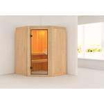 Sauna-Kabine von Karibu, in der Farbe Braun, aus Fichte, andere Perspektive, Vorschaubild