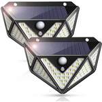 2er-Pack 100-LED-Weitwinkel-Solarleuchte der Marke QIEDIE