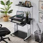 Schreibtisch von Yaheetech, in der Farbe Schwarz, aus Eisen, andere Perspektive, Vorschaubild
