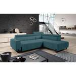 Ecksofa von Stylefy, in der Farbe Blau, aus Velours, andere Perspektive, Vorschaubild