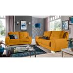 Sofagarnitur von Stylefy, in der Farbe Gelb, aus Velours, andere Perspektive, Vorschaubild