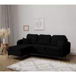 Ecksofa von Stylefy, in der Farbe Schwarz, aus Velours, andere Perspektive, Vorschaubild