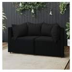 2/3-Sitzer Sofa von VIDAXL, in der Farbe Schwarz, aus Rattan, andere Perspektive, Vorschaubild