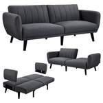 2/3-Sitzer Sofa von Yaheetech, in der Farbe Grau, aus Massivholz, andere Perspektive, Vorschaubild
