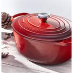 Topf von Le Creuset, in der Farbe Rot, aus Edelstahl, andere Perspektive, Vorschaubild