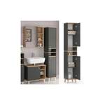 Badezimmerschrank von Vicco, in der Farbe Grau, aus Massivholz, Vorschaubild