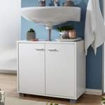 Waschbeckenunterschrank von FineBuy, in der Farbe Weiss, aus Spanplatte, andere Perspektive, Vorschaubild
