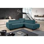 Ecksofa von Stylefy, in der Farbe Blau, aus Velours, andere Perspektive, Vorschaubild