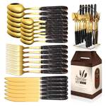 Besteck-Set von KingLux, in der Farbe Gold, aus Edelstahl, andere Perspektive, Vorschaubild