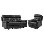 2/3-Sitzer Sofa von Kauf-unique, in der Farbe Schwarz, aus Kunstleder, andere Perspektive, Vorschaubild