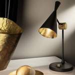 Beistelltischlampe von Tom Dixon, in der Farbe Schwarz, aus Messing, andere Perspektive, Vorschaubild