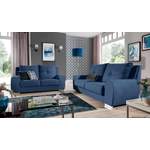 Sofagarnitur von Stylefy, in der Farbe Blau, aus Velours, andere Perspektive, Vorschaubild