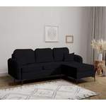 Ecksofa von Stylefy, in der Farbe Schwarz, aus Strukturstoff, andere Perspektive, Vorschaubild